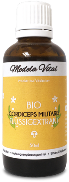 Bio Cordyceps militaris Flüssigextrakt in der 50 ml Flasche Bio Cordyceps militaris Flüssigextrakt in der 50 ml Flasche